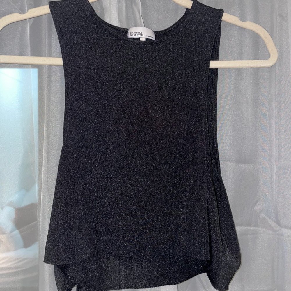 Danielle Bernstein | Weworewhat Cropped Black Tank Top, Size S